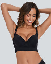 Woobilly Full-Coverage Smooth Back Bra for Women-2Pcs Black+Beige